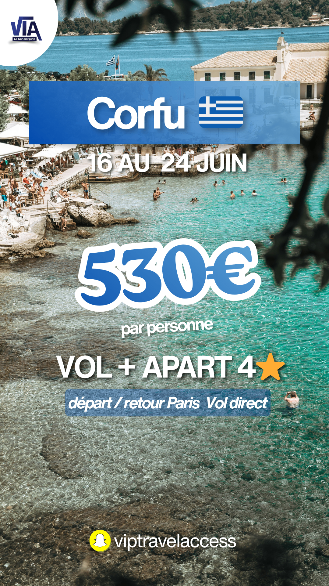 Flyer de l'offre VIP Travel Access pour Corfu