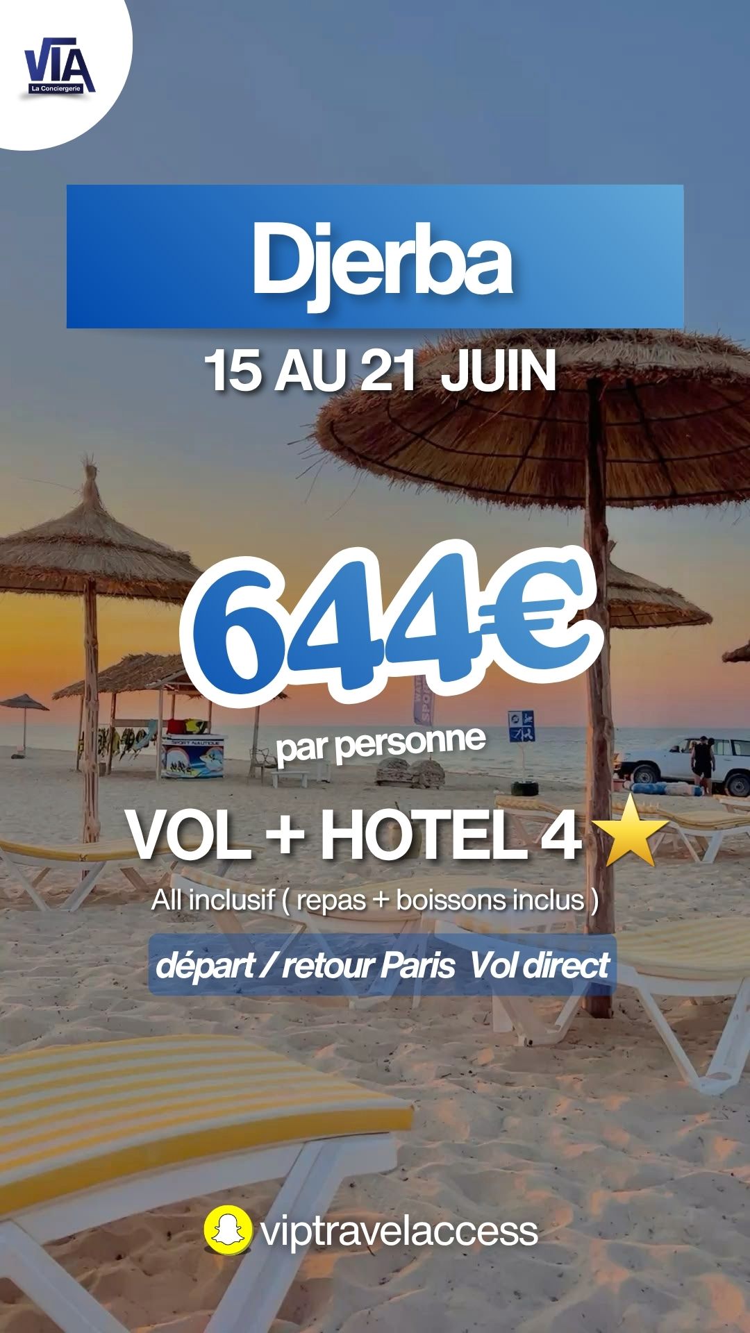Flyer de l'offre VIP Travel Access pour Djerba